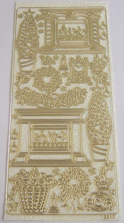 Stickerbogen 10 x 23 cm Kamin gold