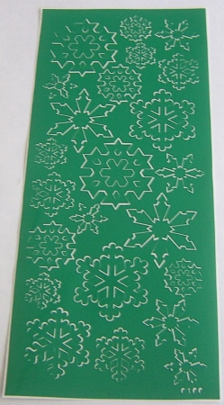 Stickerbogen 10 x 23 cm Eiskristalle / Schneeflocken grün
