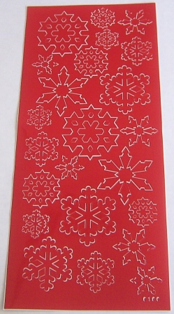 Stickerbogen 10 x 23 cm Eiskristalle / Schneeflocken rot
