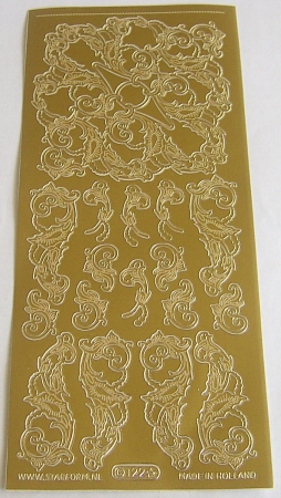 Stickerbogen 10 x 23 cm Bordüren gold