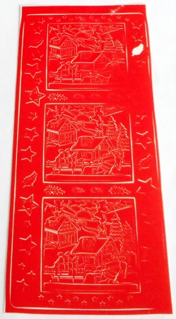 Stickerbogen 10 x 23 cm Häuser rot
