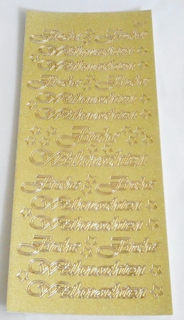 Stickerbogen 10 x 23 cm Frohe Weihnachten gold