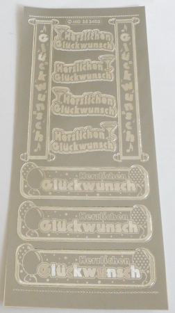 Stickerbogen 10 x 23 cm Herzlichen Glückwunsch