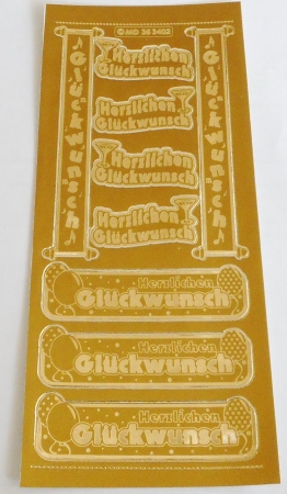 Stickerbogen 10 x 23 cm Ziersticker Herzlichen Glückwunsch