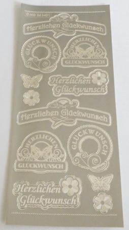 Stickerbogen 10 x 23 cm Herzlichen Glückwunsch