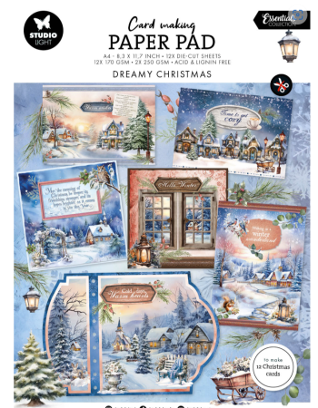 Studio Light Dreamy Christmas  A4  Christmas Essentials Card Making Pad