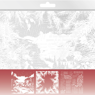 Preview: Studio Light Printed Acetate Sheet Snowy Town, Pine & Verses 6 Stück