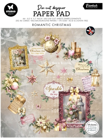 Studio Light Romantic Christmas A4 Die-cut Designer Paper Pad
