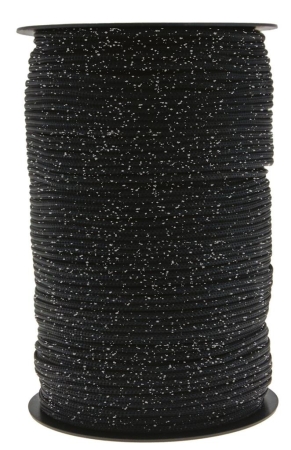 Thai Cord glitter 3 mm 400 Gramm schwarz / silber