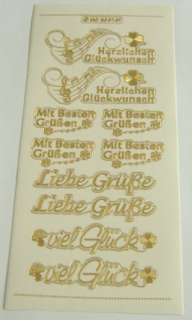 MD Sticker transparent Diverse Wünsche gold