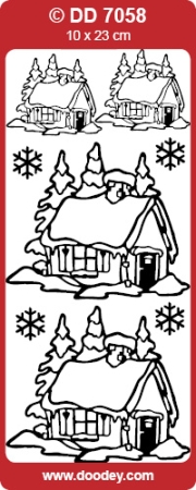 Stickerbogen 10 x 23 cm House in Snow gold
