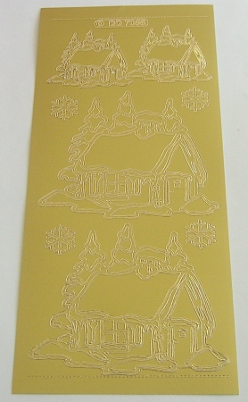 Preview: Stickerbogen 10 x 23 cm House in Snow gold