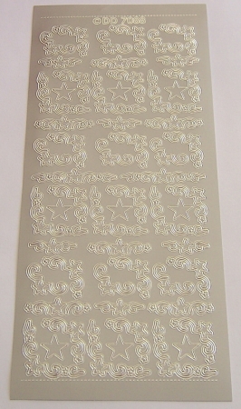 Preview: Stickerbogen 10 x 23 cm Corner / Frame X-mas Ornaments silber