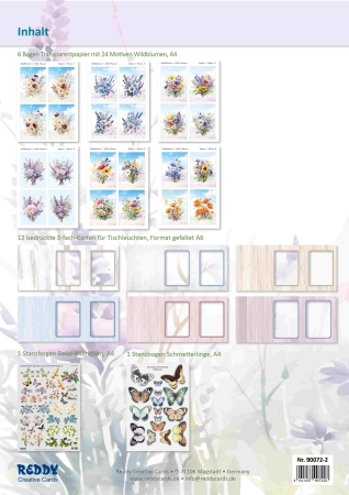 Preview: Reddy Cards Tischleuchten mit Wildblumen transparent