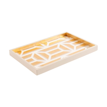 Caspari Tablett Lack Garden Gate Vanity Tray gold / white