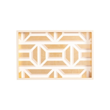 Preview: Caspari Tablett Lack Garden Gate Vanity Tray gold / white