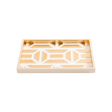 Preview: Caspari Tablett Lack Garden Gate Vanity Tray gold / white