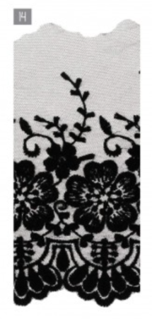 Preview: Bestickter matter Tüll mit Blumen pro Meter schwarz