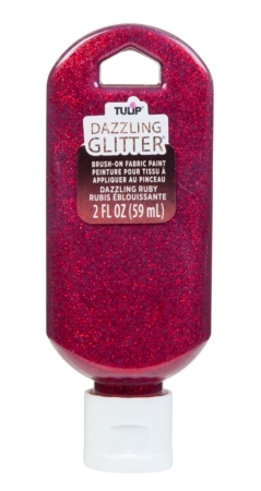 Tulip Dazzling Glitter Brush-on Fabric Paint 59 ml Dazzling Ruby