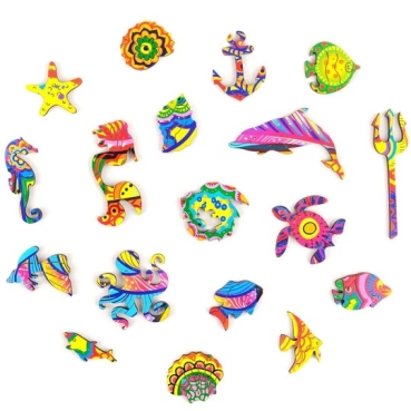 Preview: Unidragon Holz Puzzle "M" 196 Teile Shining Fish