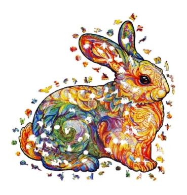 Preview: Unidragon Holz Puzzle "M" 195 Teile Precious Rabbit