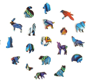 Preview: Unidragon Holz Puzzle "M" 185 Teile Majestic Wolf