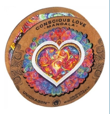 Preview: Unidragon Holz Puzzle "M" 200 Teile Mandala Conscious Love