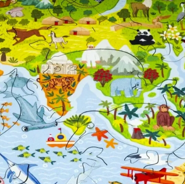 Unidragon Holz Puzzle 100 Teile Kids World Map