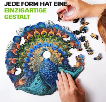 Preview: Escape Welt Holz Puzzle "L" 500 Teile Pfau