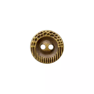 Metallknopf mit 2 Löchern 12 mm altmessing