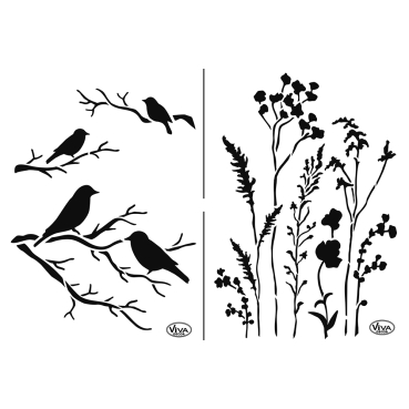 VIVA Decor Universalschablone A4 Gräser und Vögel