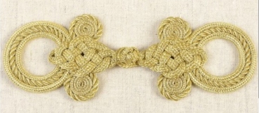 Posamentenverschluß Lurex gold 6,5 x 18 cm