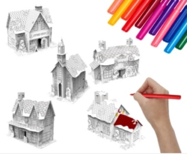 Preview: Craft Buddy 3D Puzzle Bastel Set zum Bemalen Festive Village Kit