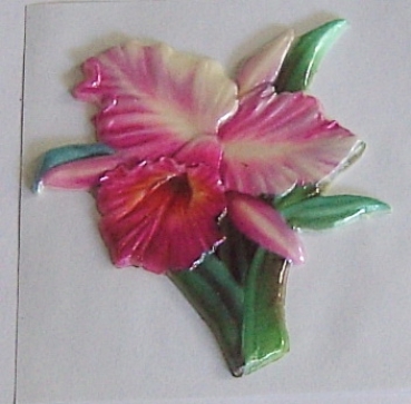 Wachsbild Blüte mit Blättern