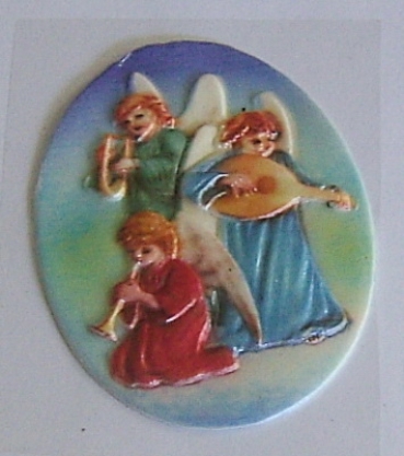 Wachsbild oval ca. 8 x 6 cm