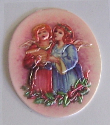 Wachsbild oval ca. 8 x 6 cm