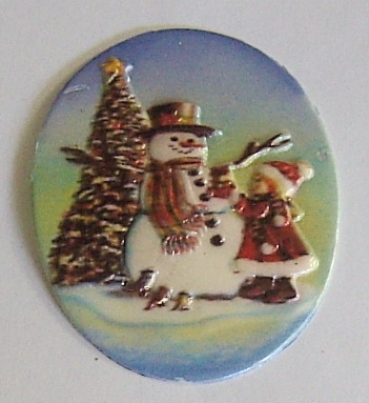 Wachsbild oval ca. 8 x 6 cm