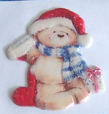 Wachsbild Weihnachts Teddy