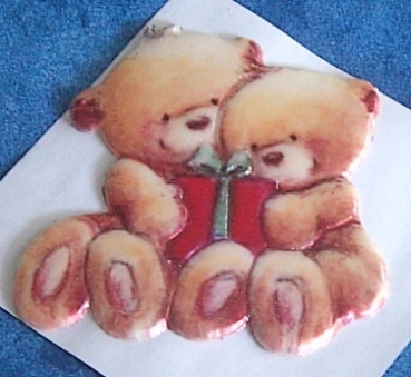 Wachsbild Weihnachts Teddy