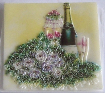 Wachsbild ca. 6,8 x 6,8 cm