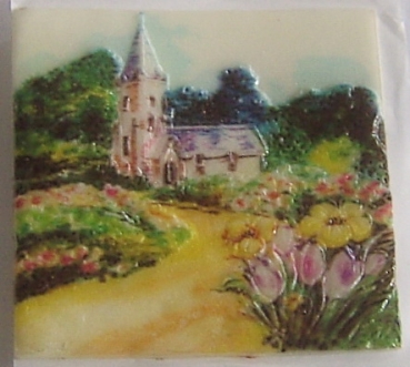 Wachsbild ca. 6,8 x 6,8 cm