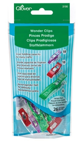 Clover Sortiment mit 3 Größen Wonder Clips Stoffklammern