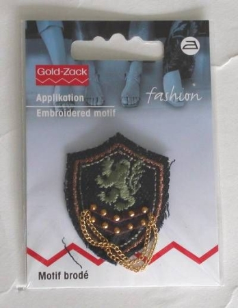 Gold-Zack Applikation Wappen mit Kette