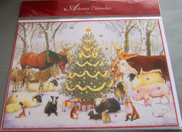 Caspari Adventskalender Karte "Tree with Animals"
