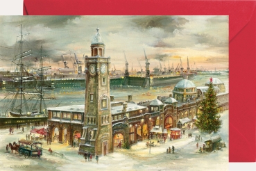 Miniadventskalender mit Umschlag Hamburg Landungsbrücken