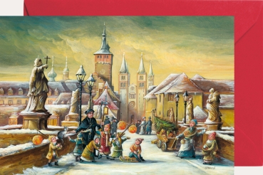 Miniadventskalender mit Umschlag Würzburg Alte Mainbrücke