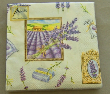 Ambiente Cocktail Serviette 25 x 25 cm pro Stück Lavande Cream