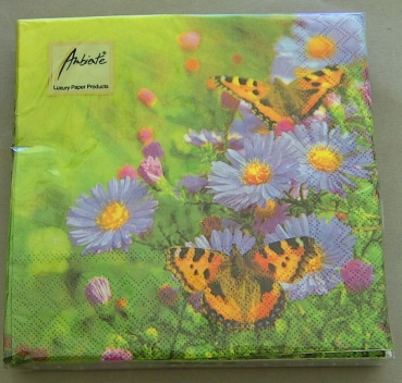 Ambiente Lunch Serviette 33 x 33 cm pro Stück Butterfly on Flower