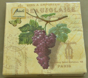 Ambiente Lunch Serviette 33 x 33 cm pro Stück Purple Grapes Cream