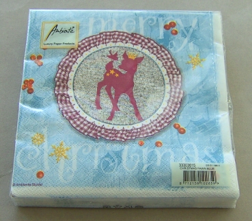 Ambiente Lunch Serviette 33 x 33 cm pro Stück Christmas Fawn Blue
